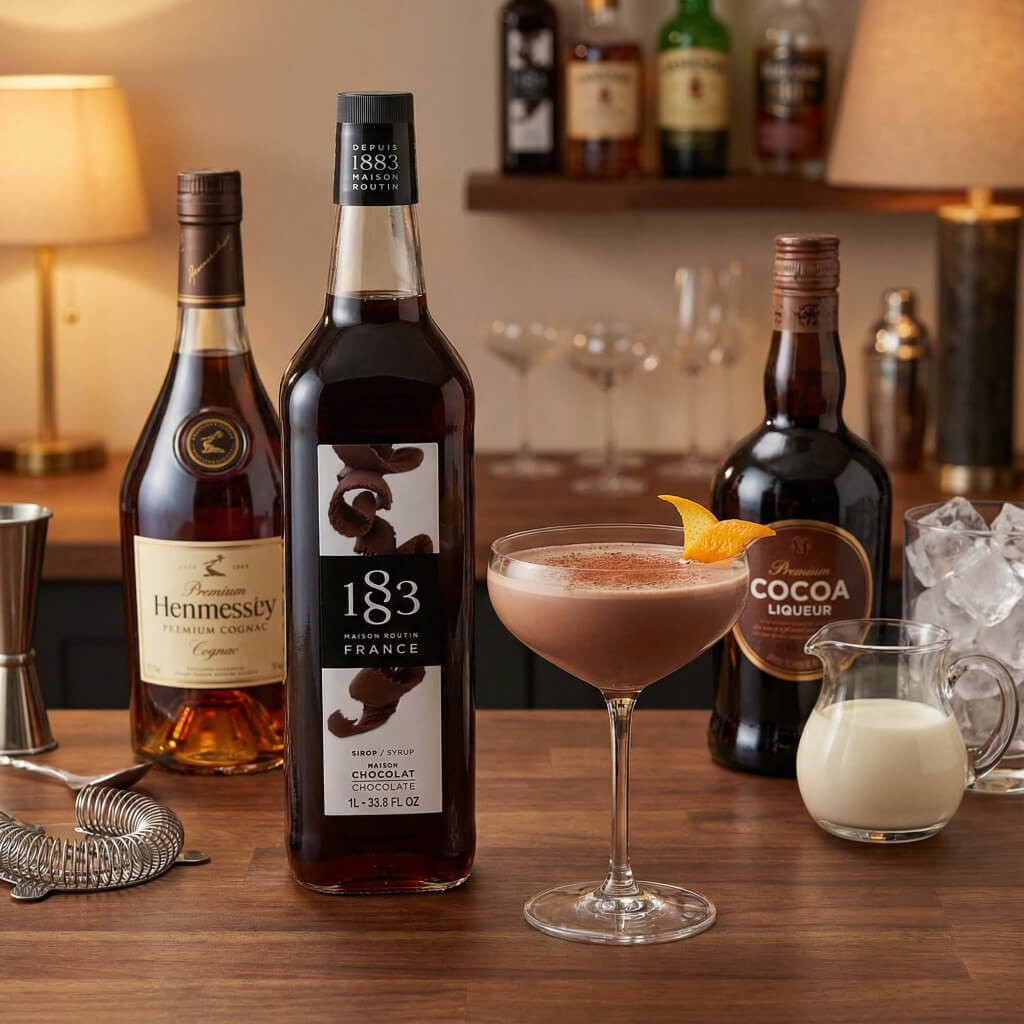 Рецепт коктейля Chocolate Alexander с сиропом и коньяком
