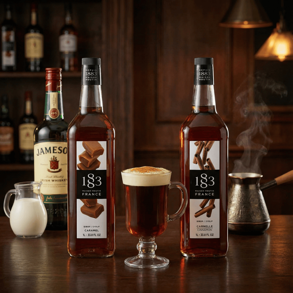 Рецепт Spiced Irish Coffee: алкогольный коктейль с сиропом, виск